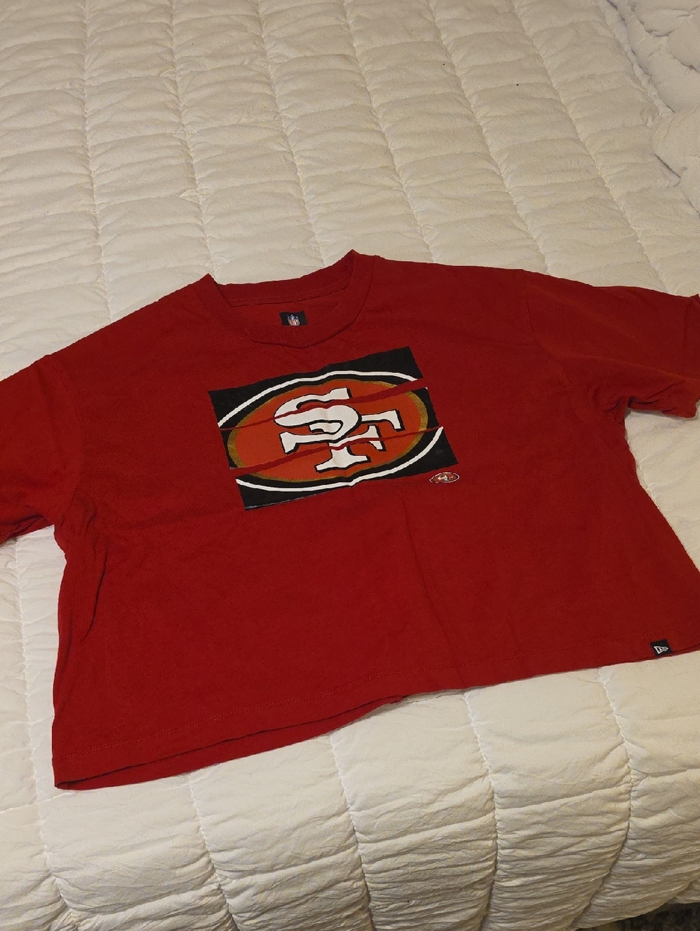 Womens Cropped 49ers Short Sleeve Team Logo Tee